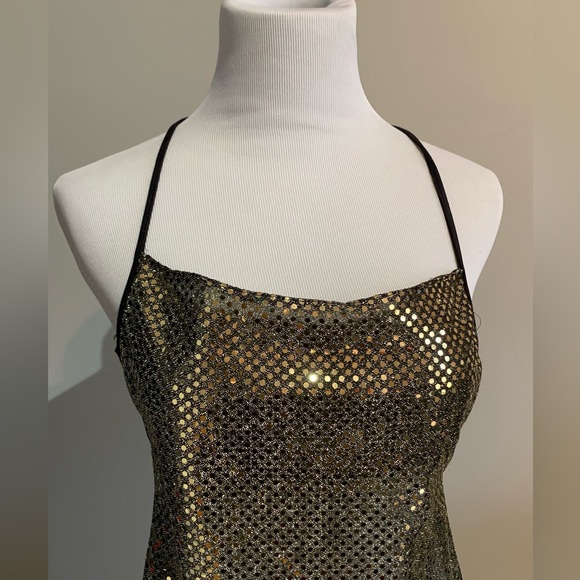 Gold sequin backless maxi dress formal - Picture 3 of 7